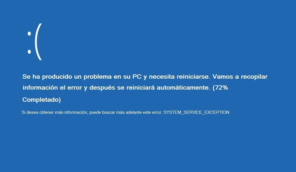 Como solucionar el error SYSTEM SERVICE EXCEPTION en la pantalla